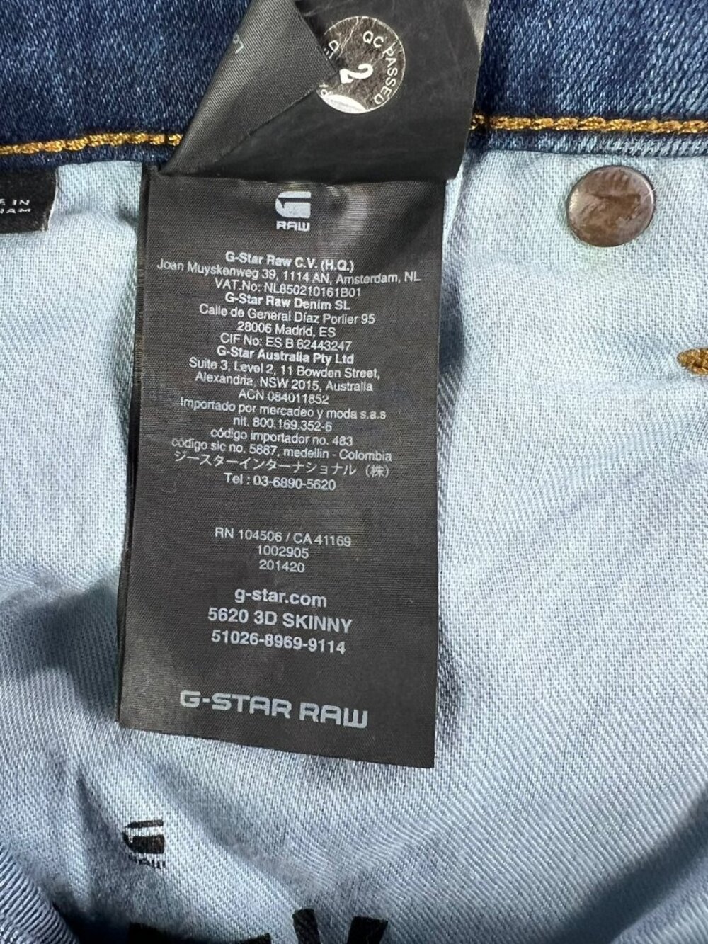 G Star Raw 5620 3D Skinny Zip Knee Jeans Mens 40x32 Denim - Picture 15 of 15